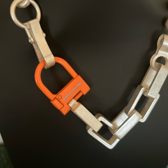 🎉Host Pick 🎉 💕. Heron Preston Multi Chain Necklace Silver Orange Brand New - Picture 8 of 10